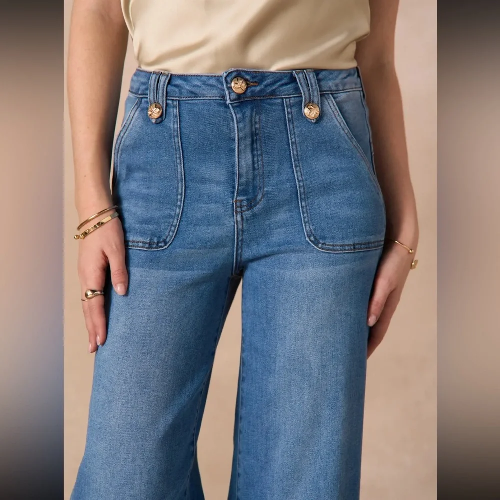 FROM PARIS FRANCE 🇫🇷 Wide-Leg Blue Jeans